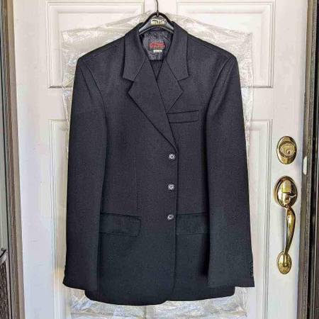 Classic wide lapel 3 button regular fit mens Melton black dress suit 1