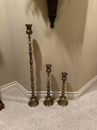 3 Brass Candle Stick Holders 1