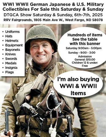 Hundreds of WWI WWII Items For Sale at DTGCA Show LOOK FOR THIS BANNER 1