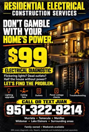 ELECTRICAL PROBLEMS? GET ANSWERS — $99 DIAGNOSTIC 1