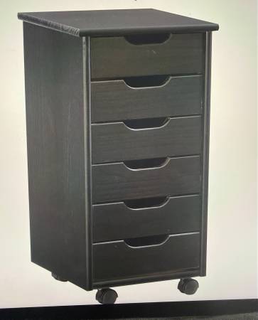 Solid wood 6 drawer rolling storage unassembled 1