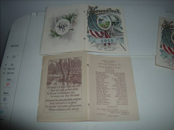 1912 Cogan Station Summit School Souvenir Pamphlet 1
