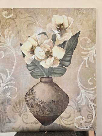 Picture of flowers and Vase on canvas 1