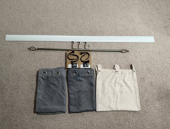 3 Sets of Curtains/Drapery/Rod/Holdbacks 1