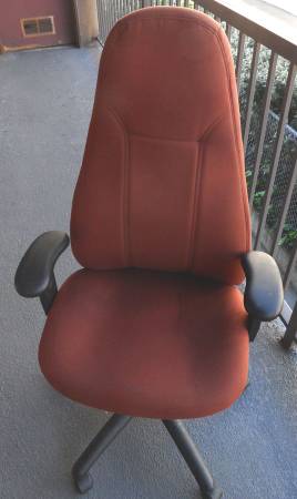 High-back, full cushion "office chair," burnt orange (used) 1