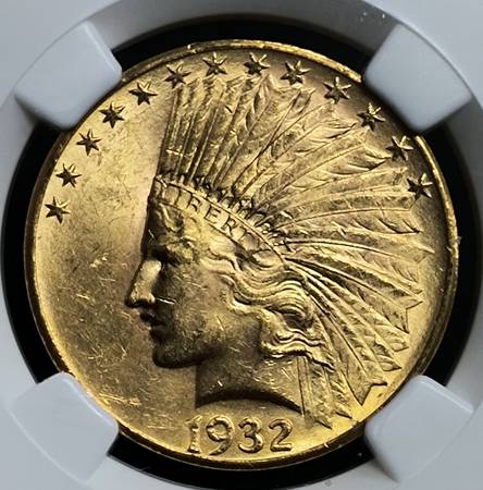 1932 $10 Gold Eagle INDIAN NGC MS62 1