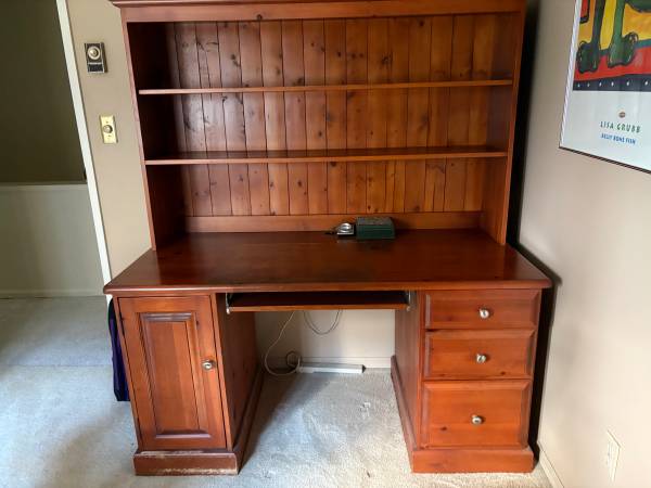 Solid Maple desk and hutch- free 1
