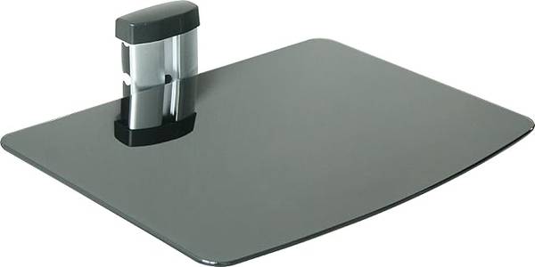Singel Adjustable Wall AV Component Shelf with Black Glass and Aluminu 1