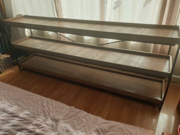 Light Brown Mango Wood Finish Console Table With Matte Black Iron Fram 1