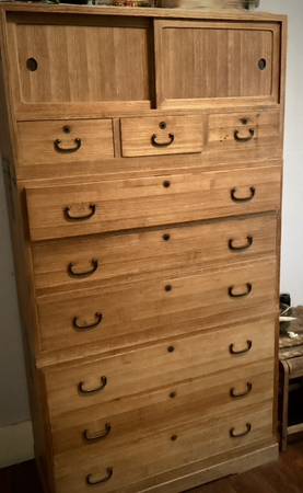 Antique Japanese Ishodansu Dresser Tansu Taisho c1920’s 56”H Ki 1