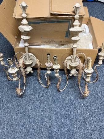 Set of 2 Wall Sconces (3-Light Cyan Design 041710) 1