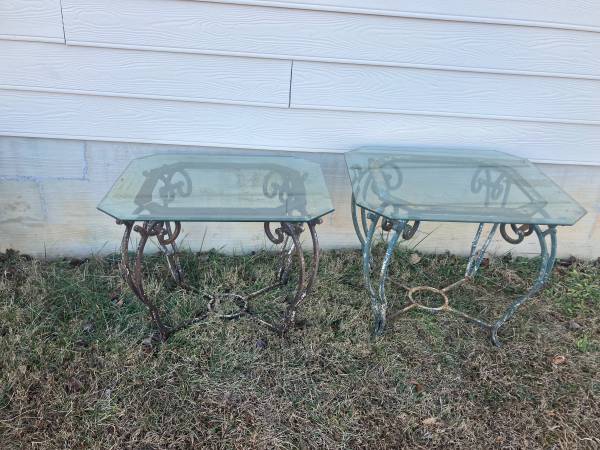 2 Wrought Iron Glass Top Tables 1