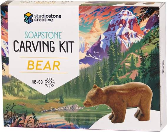 Crafts Carving Kit Kids Adults Bear Sculpture  PETS-Free, Smoke-F 1
