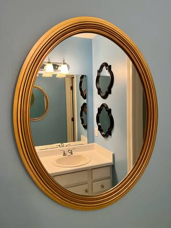 Oval Mirror Wall Accent Gold Frame 1