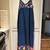 Karen Kane dress size L thin blue denim like fabric with floral embroidery 100% 3 thumbnail