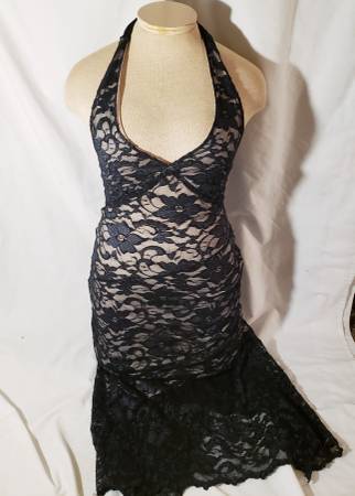 Black lace halter dress 1