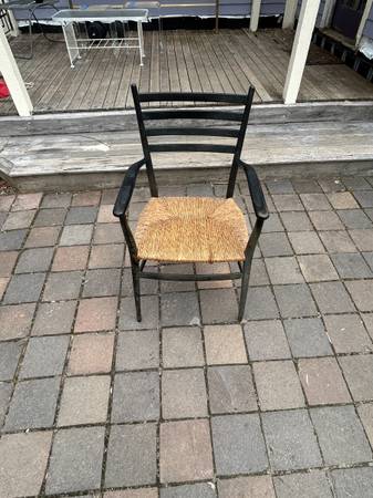 Early 60's Enrico Delmonte Italian rush seat captain's chair   A309 1