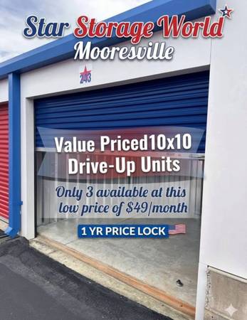 Value priced 10-10 drive up storage units at Star Storage World 1