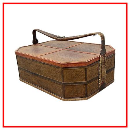 Antique Chinese Large Wedding Basket Coffee Table 1