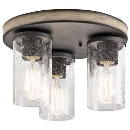 Light Barrington Ceiling Light Flush Mount 3-Light Clear Seeded Glass 1