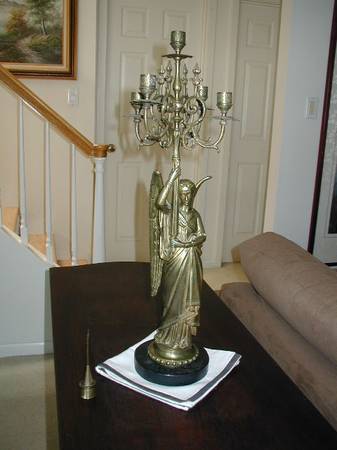 Vintage Brass Angel Candelabra Statue 1