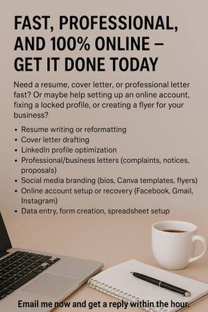 Resume • Cover Letter • Job Search Help — Same Day! 1