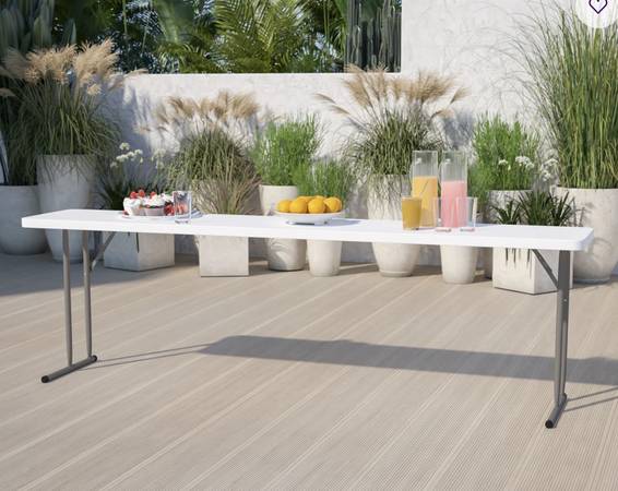 Parker 8' Rectangular Plastic Folding Training and Event Table 1