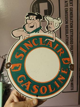 Vintage Sinclair Fred Flintstone Porcelain sign 1
