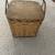 Vintage Woven Picnic Basket with  Metal Hinged Lid & Double Handles 1 thumbnail