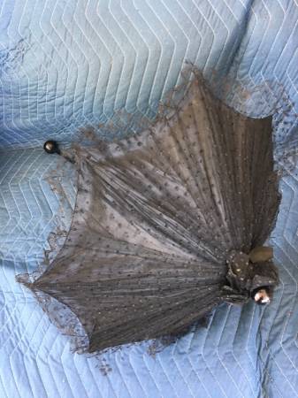 Doll Parasol Umbrella Victorian Antique Lady Child Black Lace  🌂 ☔️ 1