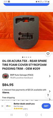 Acura spare tire foam 1