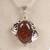 Vintage Baltic Amber Sterling Flower Pendant W/Sterling 20" Necklace 3 thumbnail