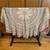 Gorgeous Vintage Handmade Knitted Crocheted White Lace Tablecloth 58” Diameter 3 thumbnail