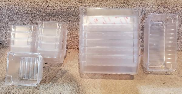 Clear plastic organizing containers set, new 1