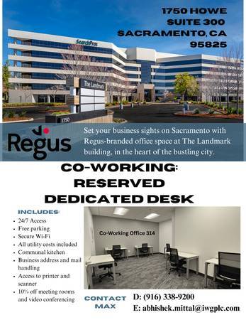 $210 Howe Ave, Co- Working, Turnkey, 24/7 access, Dedicated desk, 🔥 (Sacramento/Arden Mall Area/Howe Ave)63790959436291124
