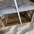 30" Tufted Square Ottoman Coffee Table - Gray/Rustic Wood 11 thumbnail