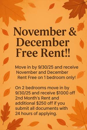 🍂 Fall Move-In Special: 2 Months FREE Rent on 1BR Apartments 1