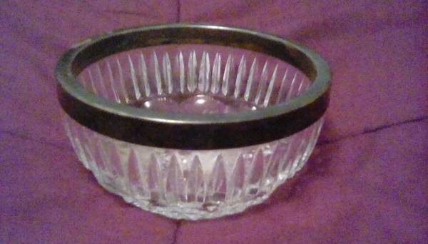 Antique Silver & Crystal Sugar Cubes Bowl 1