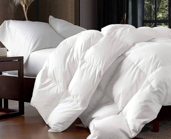 Cotton/Poly filled Anti-allergen White Queen Size Comforter and Duvet 1