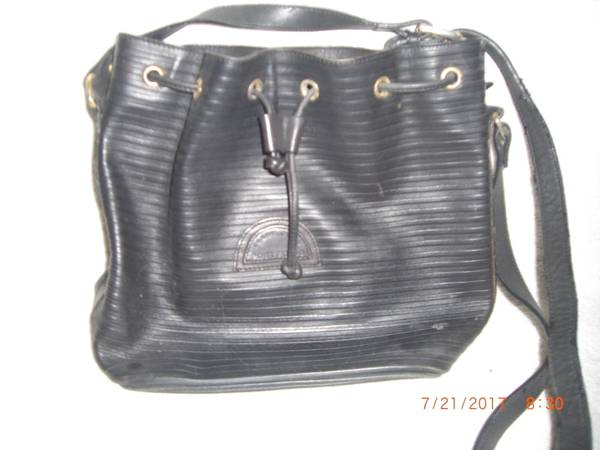 Vintage Perry Ellis Portfolio Black Leather Hobo 1