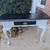 Upcycled Gray Cabriole Console Sofa Table Black Top 2 thumbnail