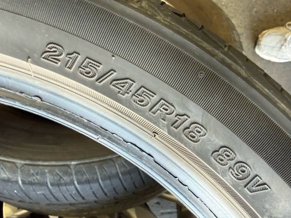 215/45/18 Bridgestone (1 only) $60.00 1