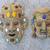 Pair of unique mask made of carved wood, metal and gemstones 10 thumbnail