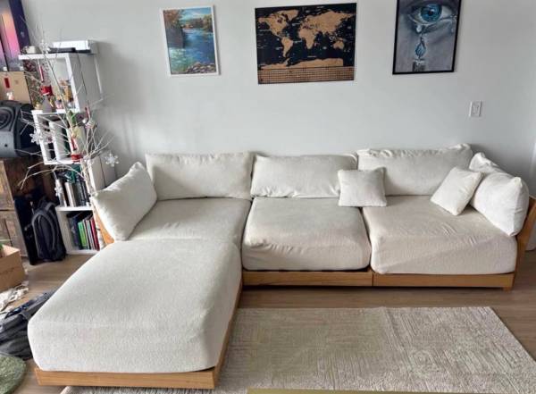 White Sectional Couch- Inside Weather Bondi Machine Washable and Pet Safe 1