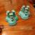 RARE Fiesta Turquoise Tripod Candle holders 2 thumbnail