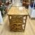 2 Tier Tan Wood Side Table/Bar Cart on Brass Casters 10 thumbnail