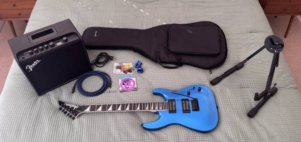 Jackson Dinky Archtop Electric Guitar and Fender Mustang Amp 1