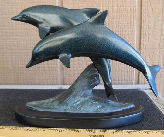 *~~~ Two Leaping Dolphins ~ Sculpture ~ Bronze Finish ~~~* 1
