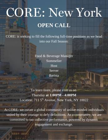 OPEN CALL - THURSDAY SEPTEMBER 4th 1