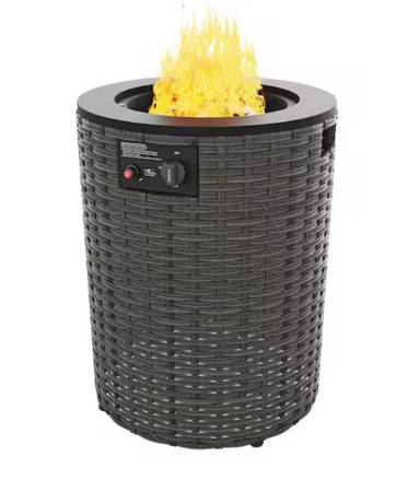 18" Round Gray Fire Pit Table with 10 Pound Tank 1